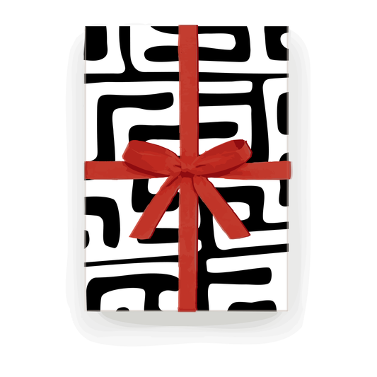Wrapping Paper - Kuba Cloth (Black and White)