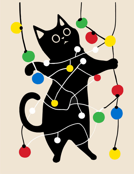 Holiday Cat Postcard - Warm Wishes Dandy Cat