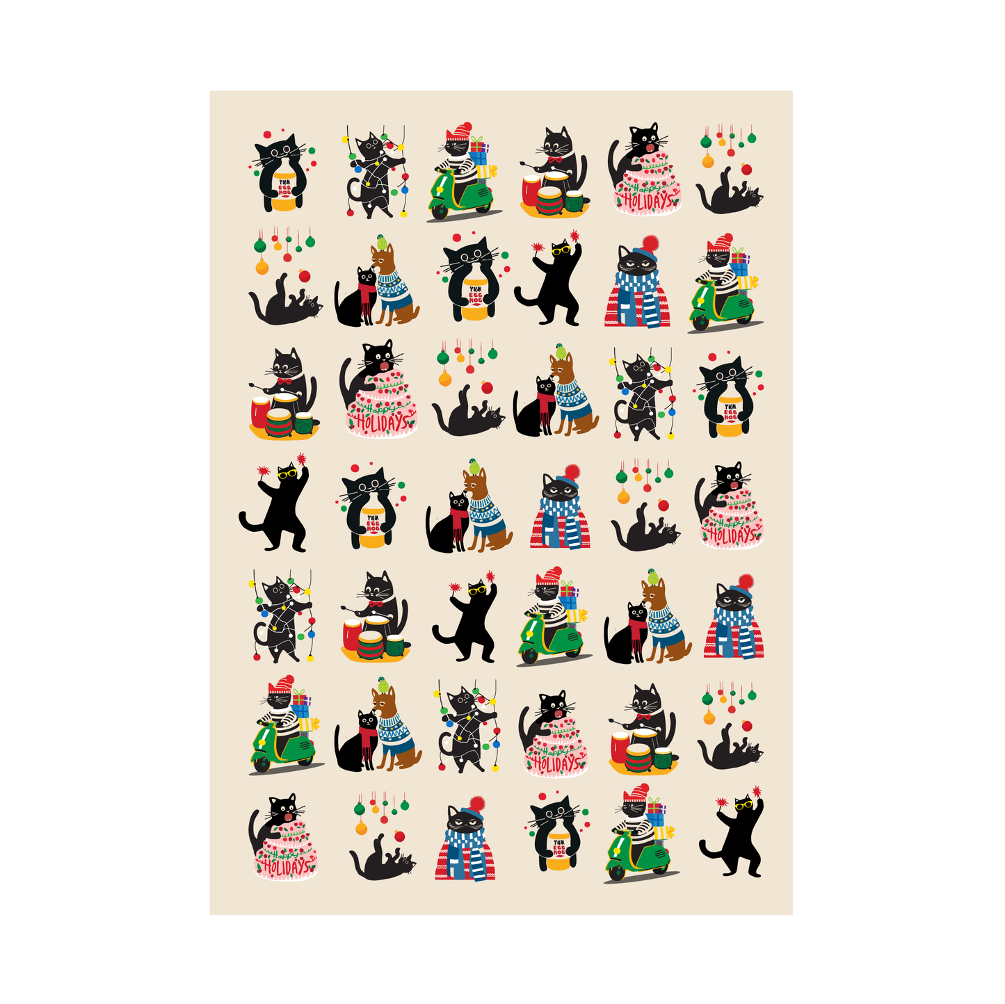 Holiday Wrapping Paper - Holiday Cats