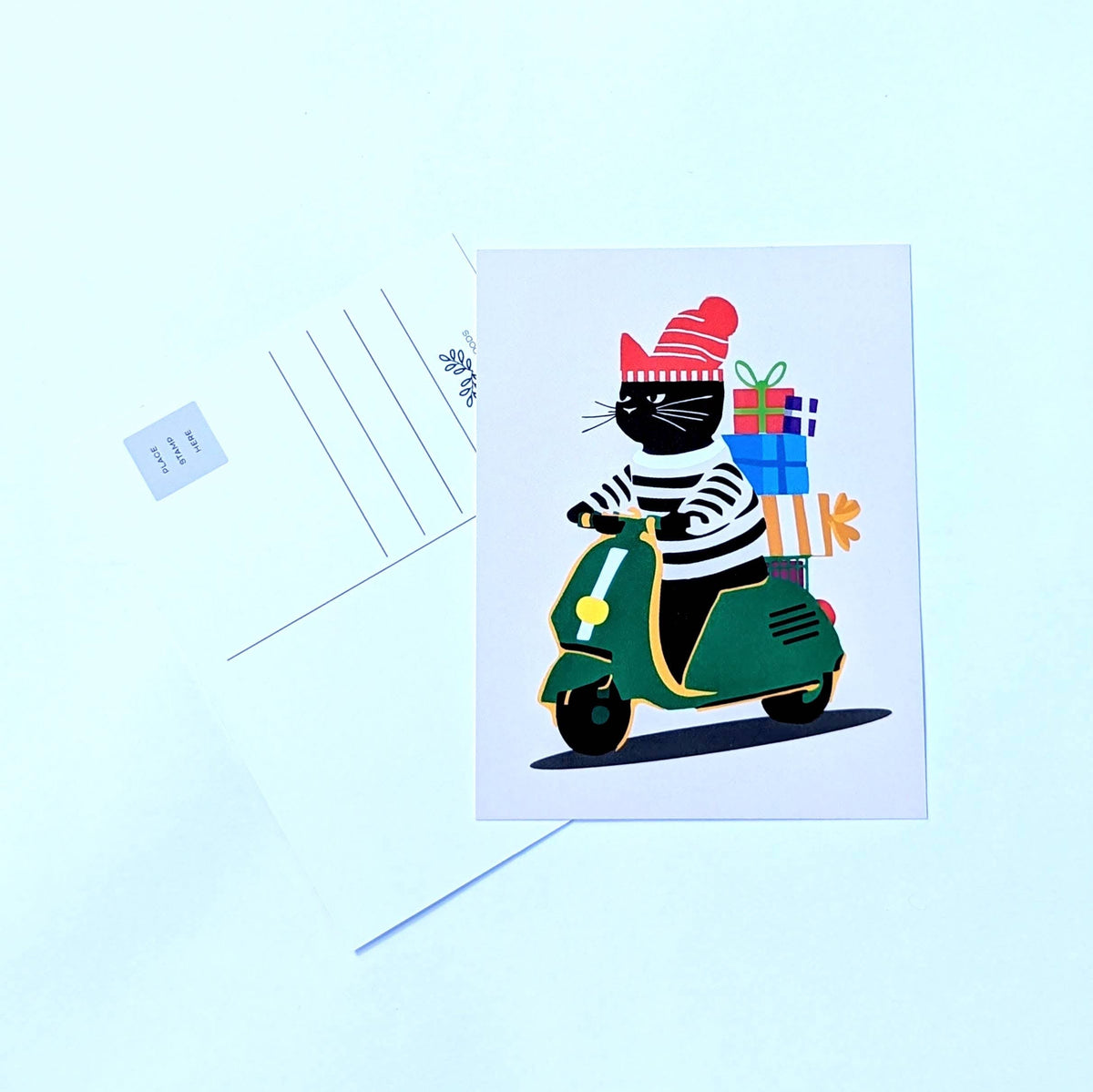 Holiday Cat Postcard - Warm Wishes Dandy Cat