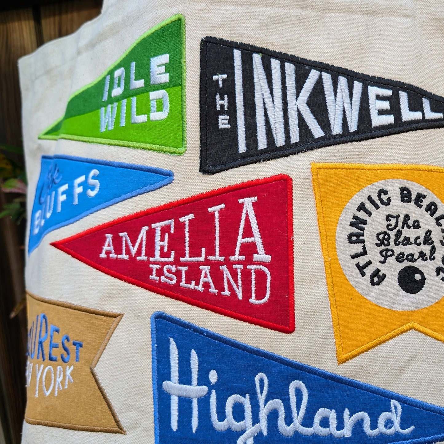 Tote Bag - Beach Flags (Cotton Canvas with Embroidered Flags)