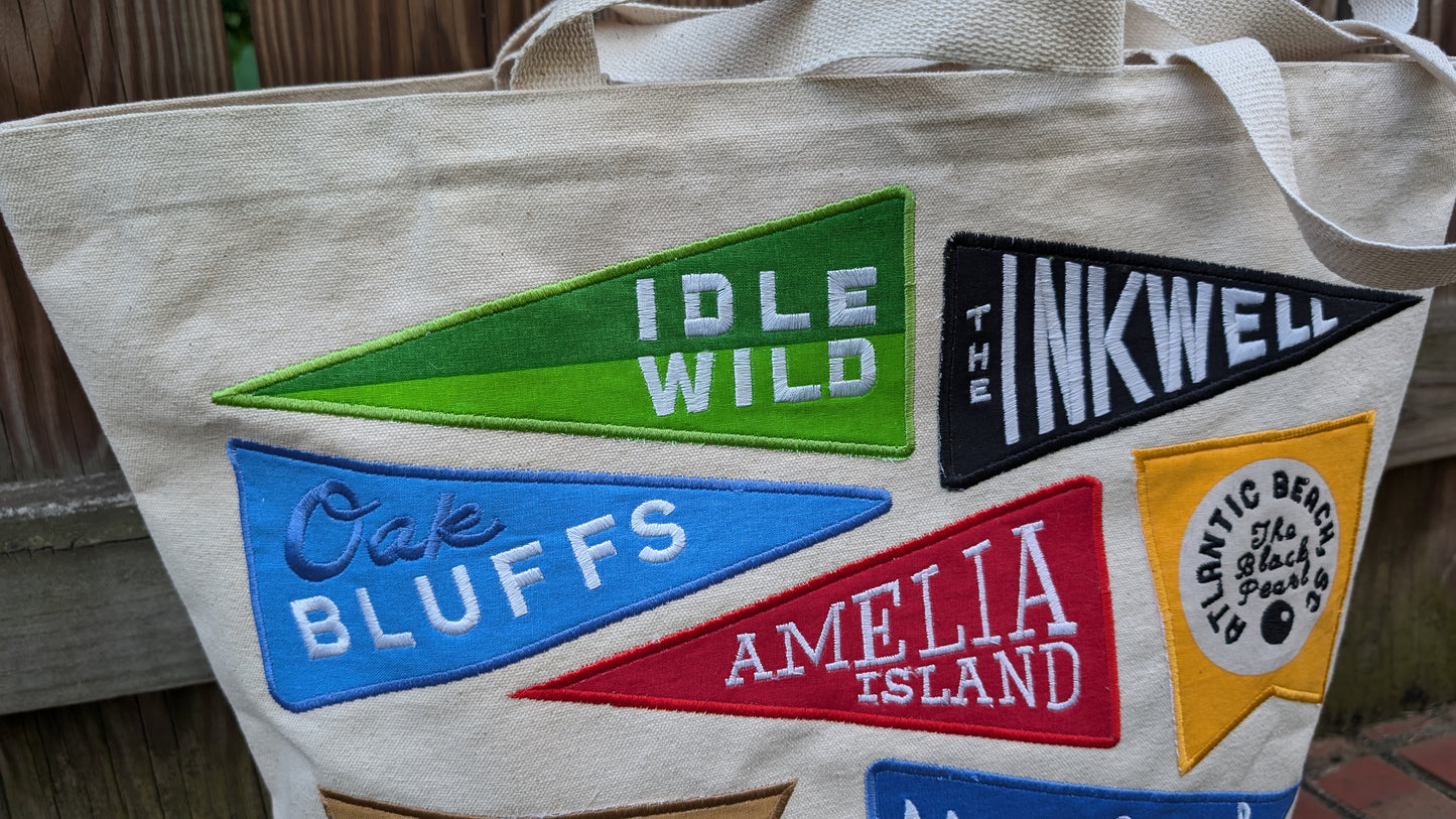 Tote Bag - Beach Flags (Cotton Canvas with Embroidered Flags)