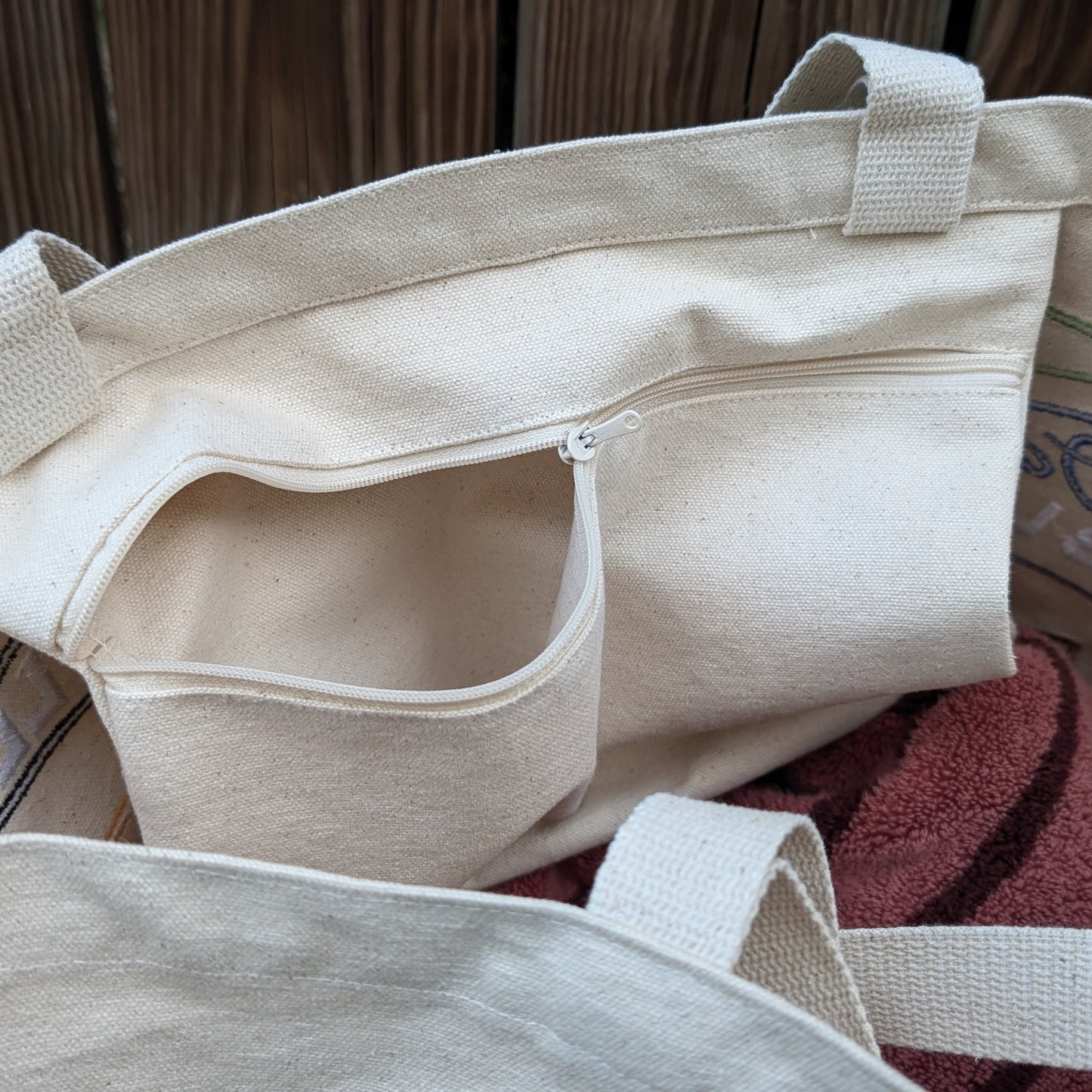 Tote Bag - Beach Flags (Cotton Canvas with Embroidered Flags)