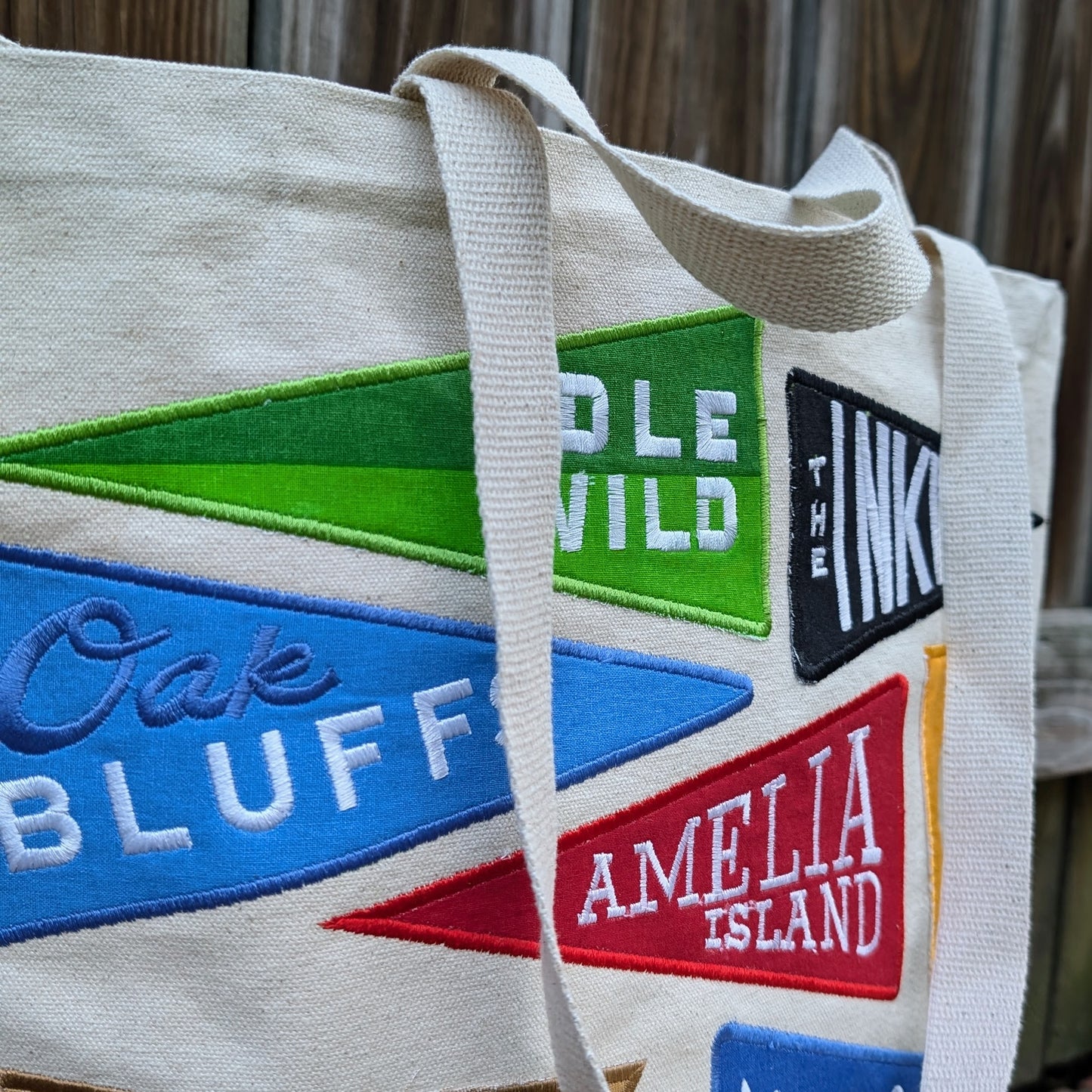 Tote Bag - Beach Flags (Cotton Canvas with Embroidered Flags)
