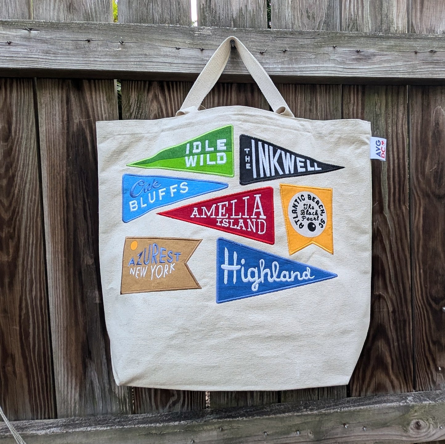 Tote Bag - Beach Flags (Cotton Canvas with Embroidered Flags)