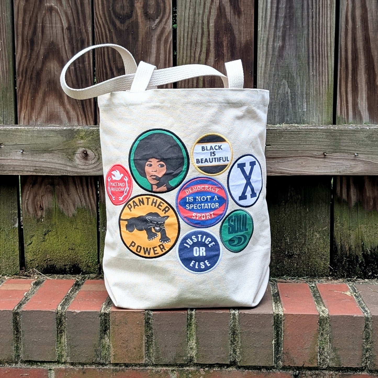Tote Bag - Limited Edition 'Power Button" patches tote