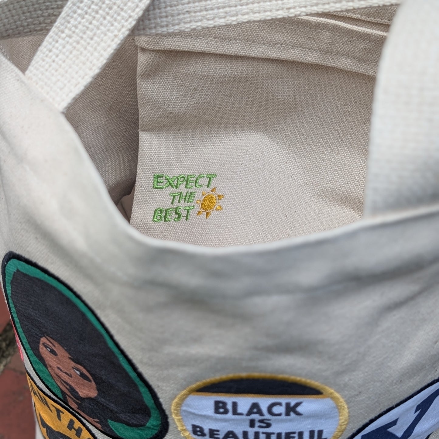 Tote Bag - Limited Edition 'Power Button" patches tote