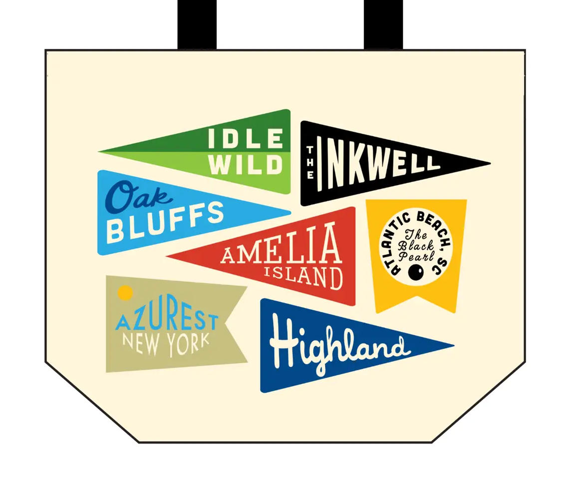 Tote Bag - Beach Flags (Cotton Canvas with Embroidered Flags)