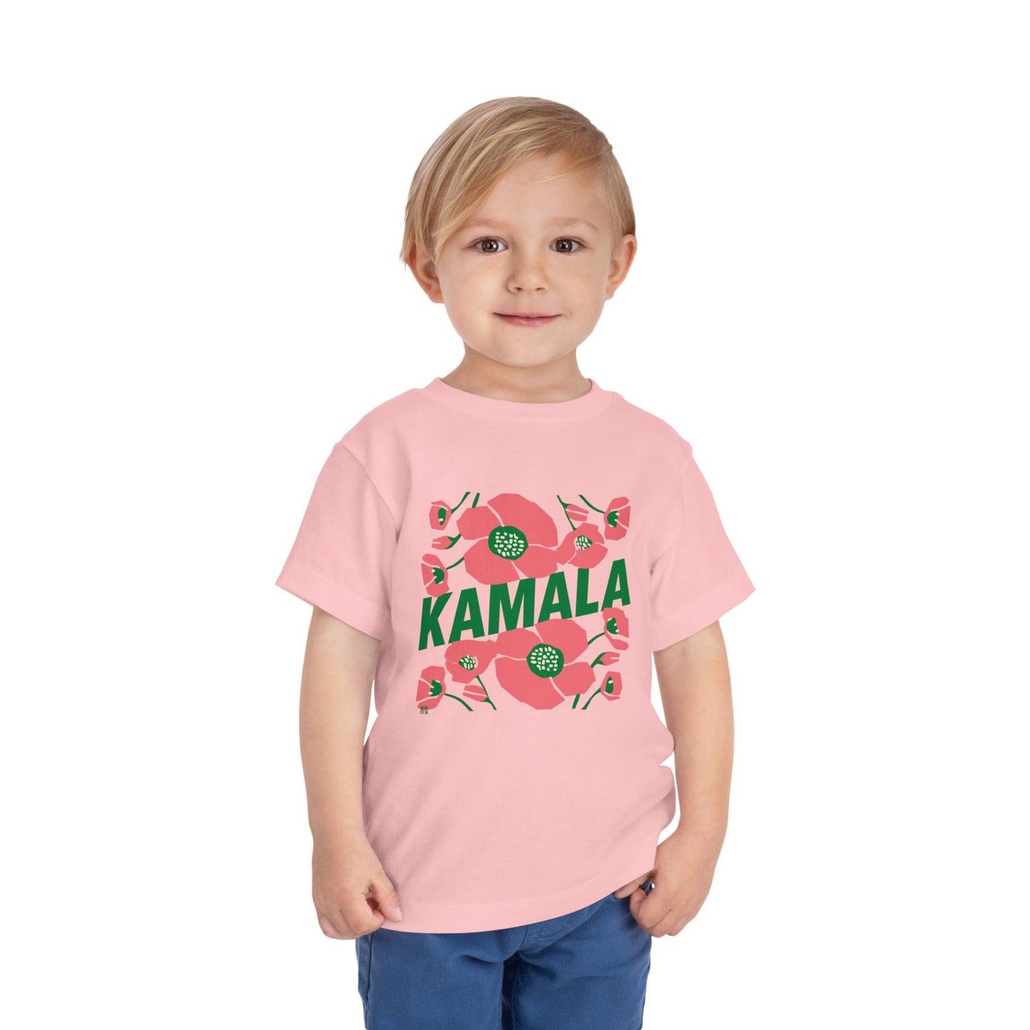 Toddler Tee - "Kamala/Big Poppies" Pink & Green (Printify)