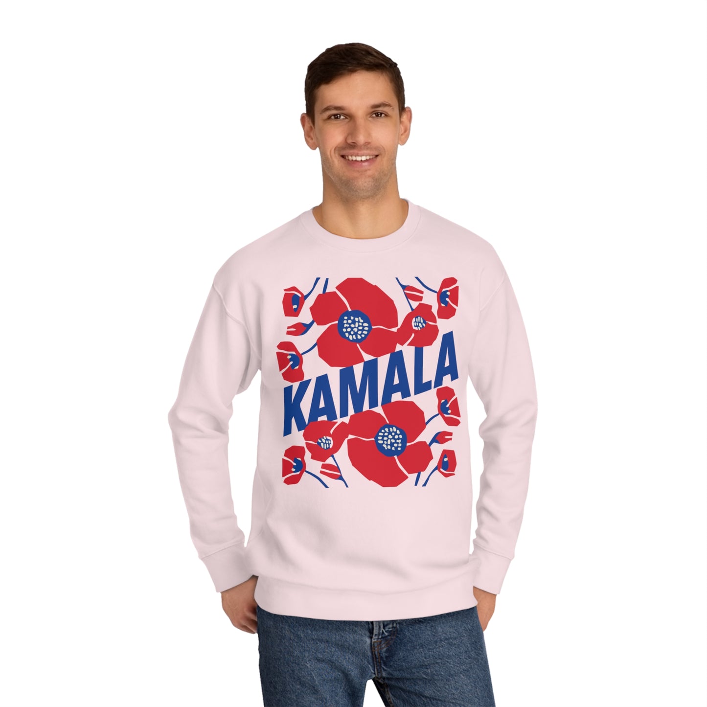 Kamala - Big Poppies Blue & Red Sweatshirt (Printify)