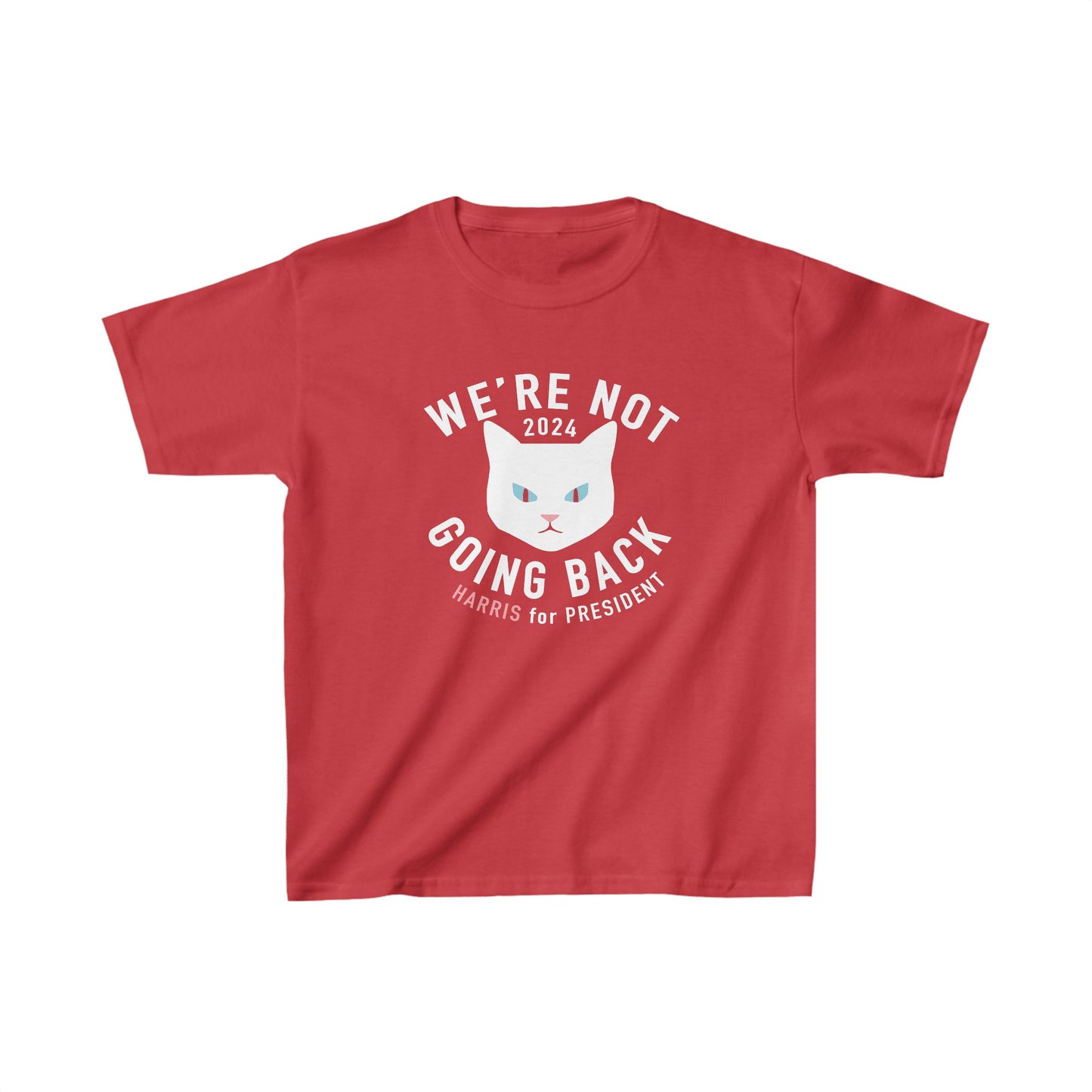 Kids' Tee - "We're Not Going Back" White Cat (Printify)