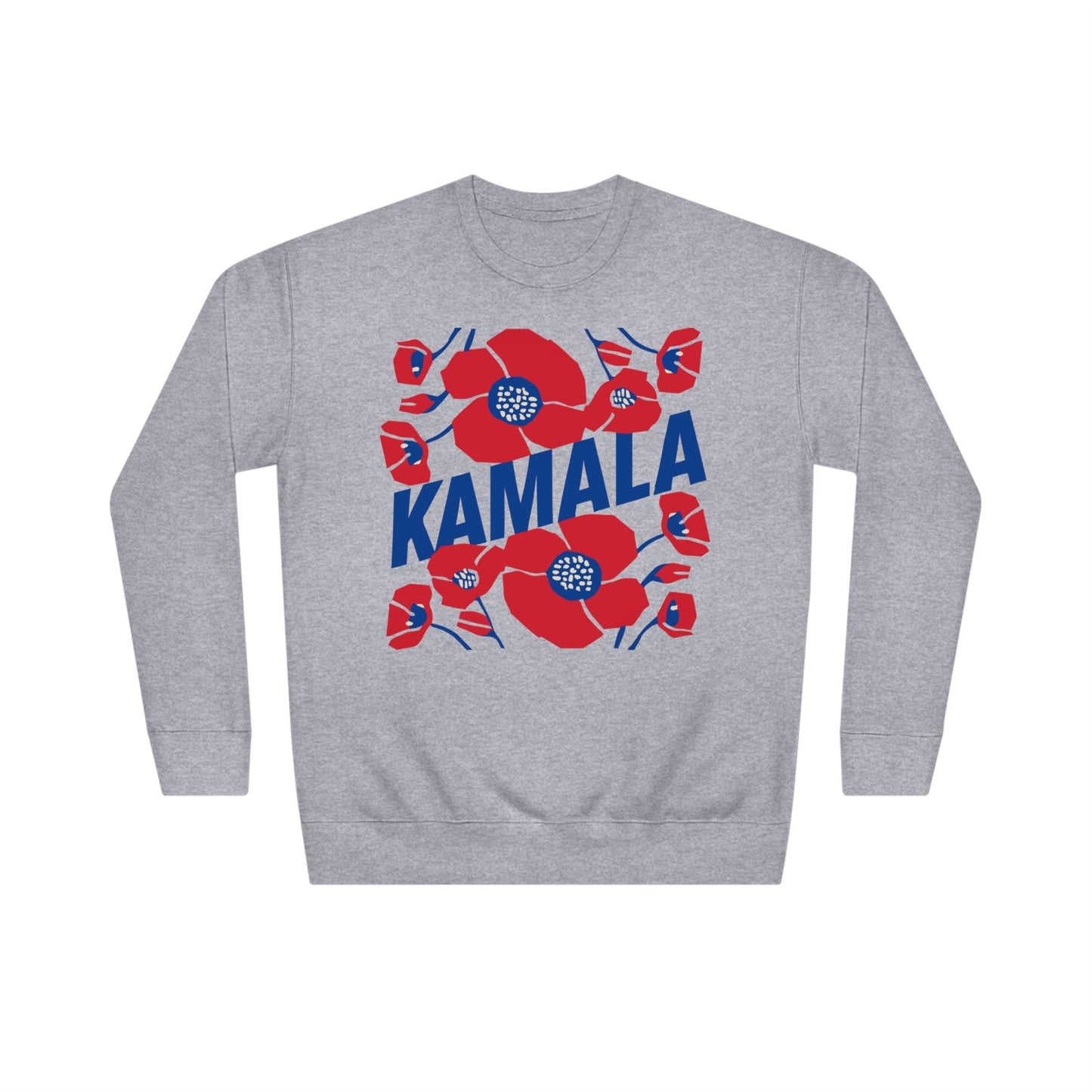 Kamala - Big Poppies Blue & Red Sweatshirt (Printify)