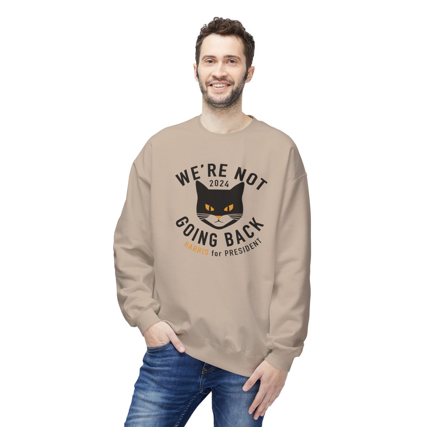 Kamala "Not Going Back" Black cat sweatshirt - Printify