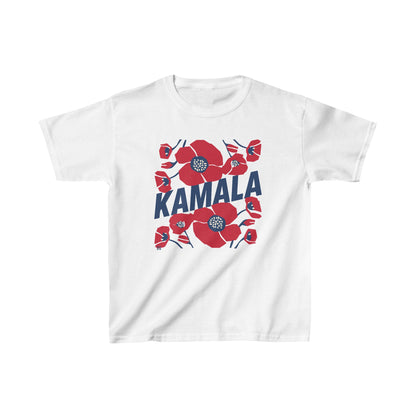 Kids' Tee - "Kamala/Big Poppies" Red & Blue (Printify)