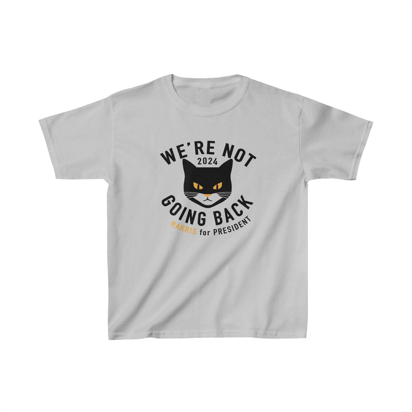 Kids' Tee - "We're Not Going Back" Black cat (Printify)