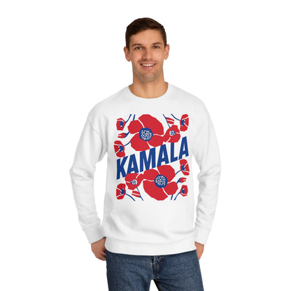 Kamala - Big Poppies Blue & Red Sweatshirt (Printify)