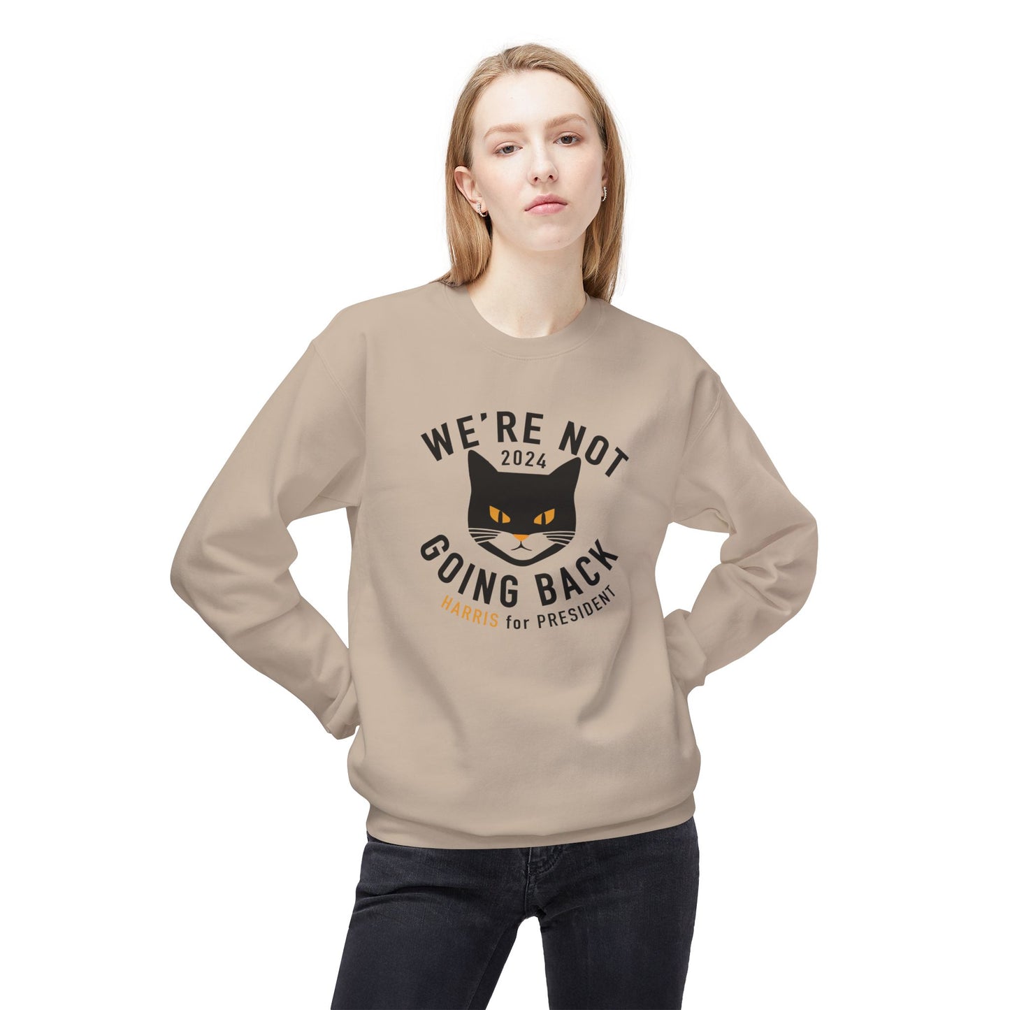 Kamala "Not Going Back" Black cat sweatshirt - Printify