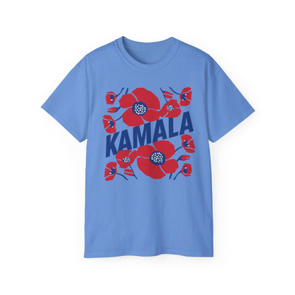 Kamala - Big Poppies tee Red/Blue (Printify)