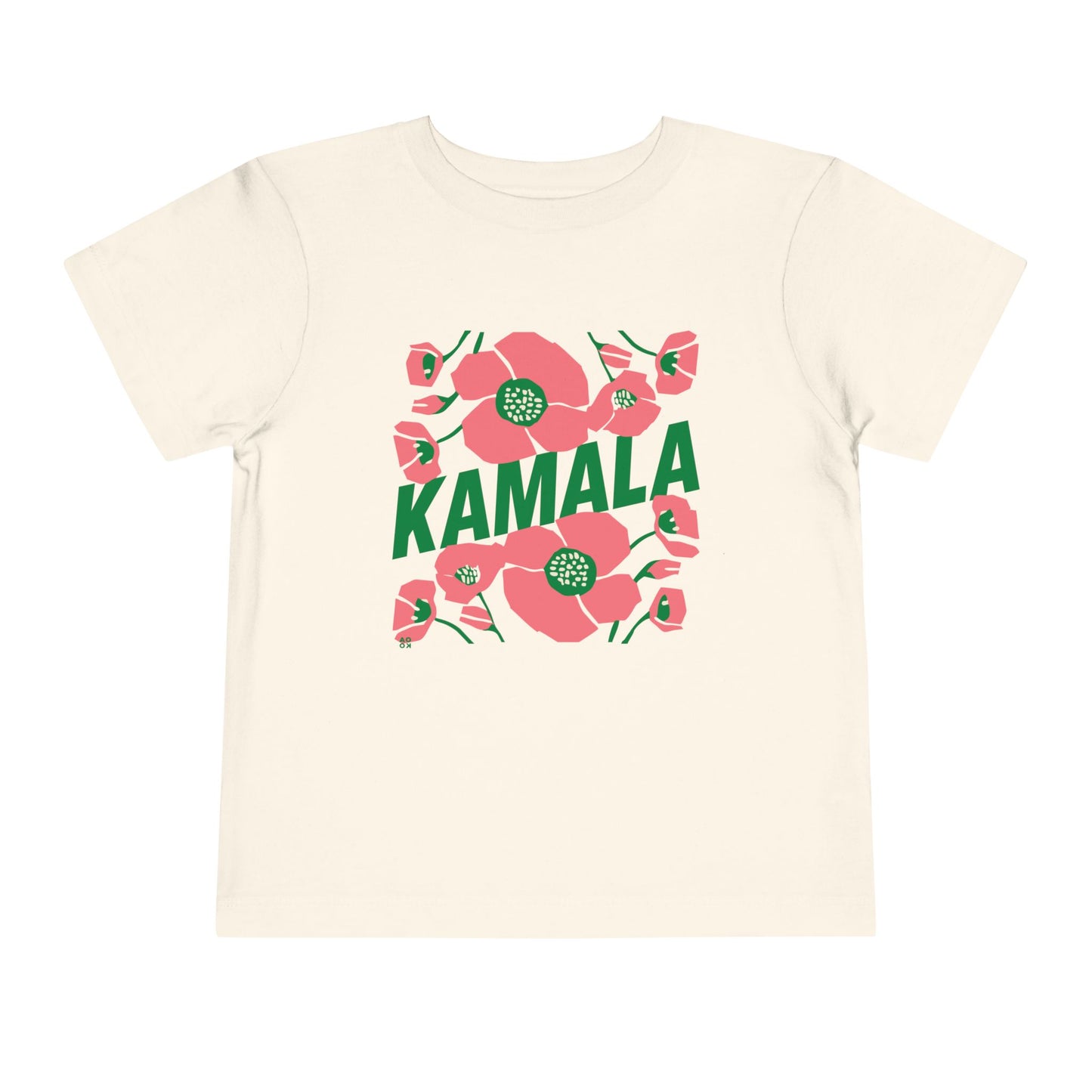 Toddler Tee - "Kamala/Big Poppies" Pink & Green (Printify)