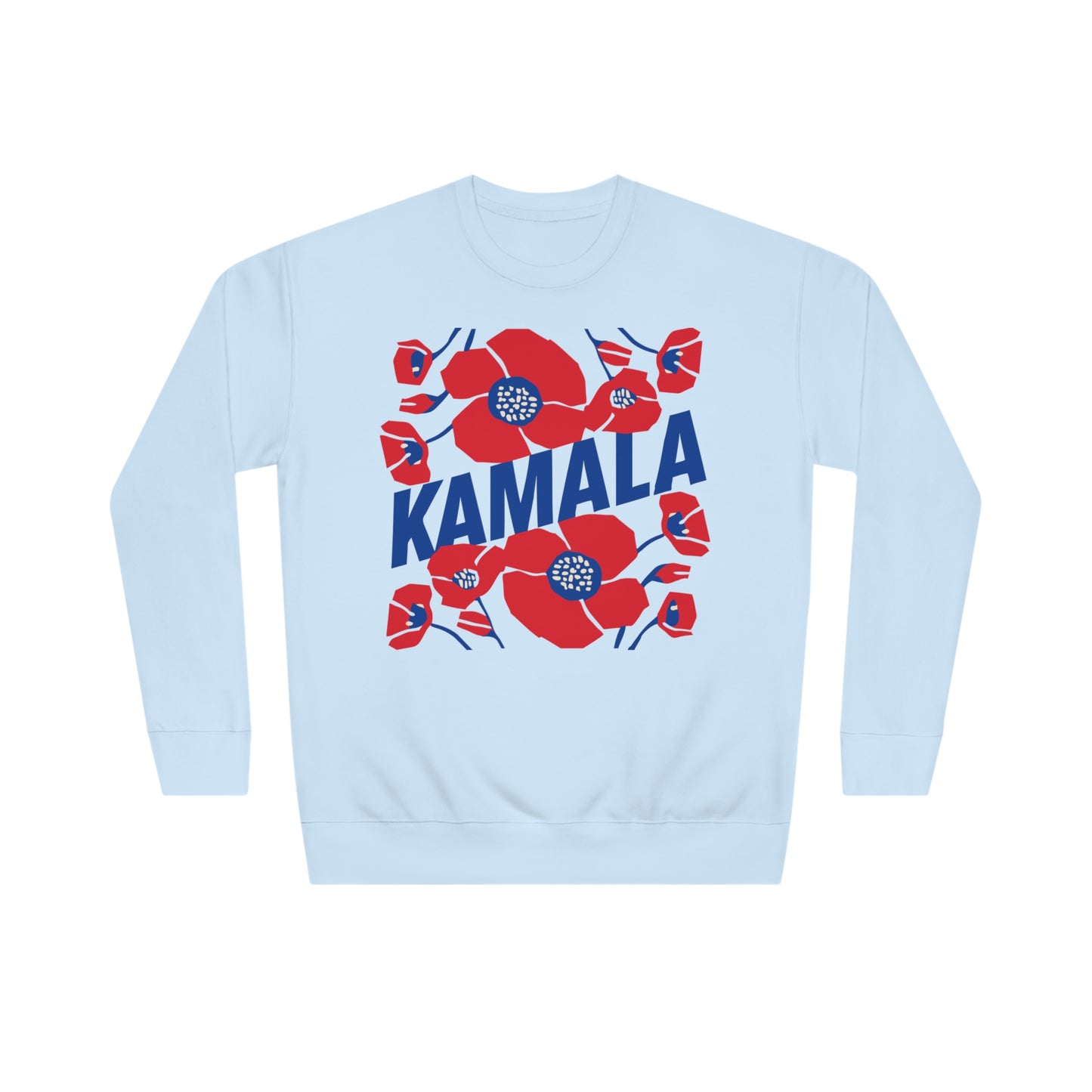 Kamala - Big Poppies Blue & Red Sweatshirt (Printify)