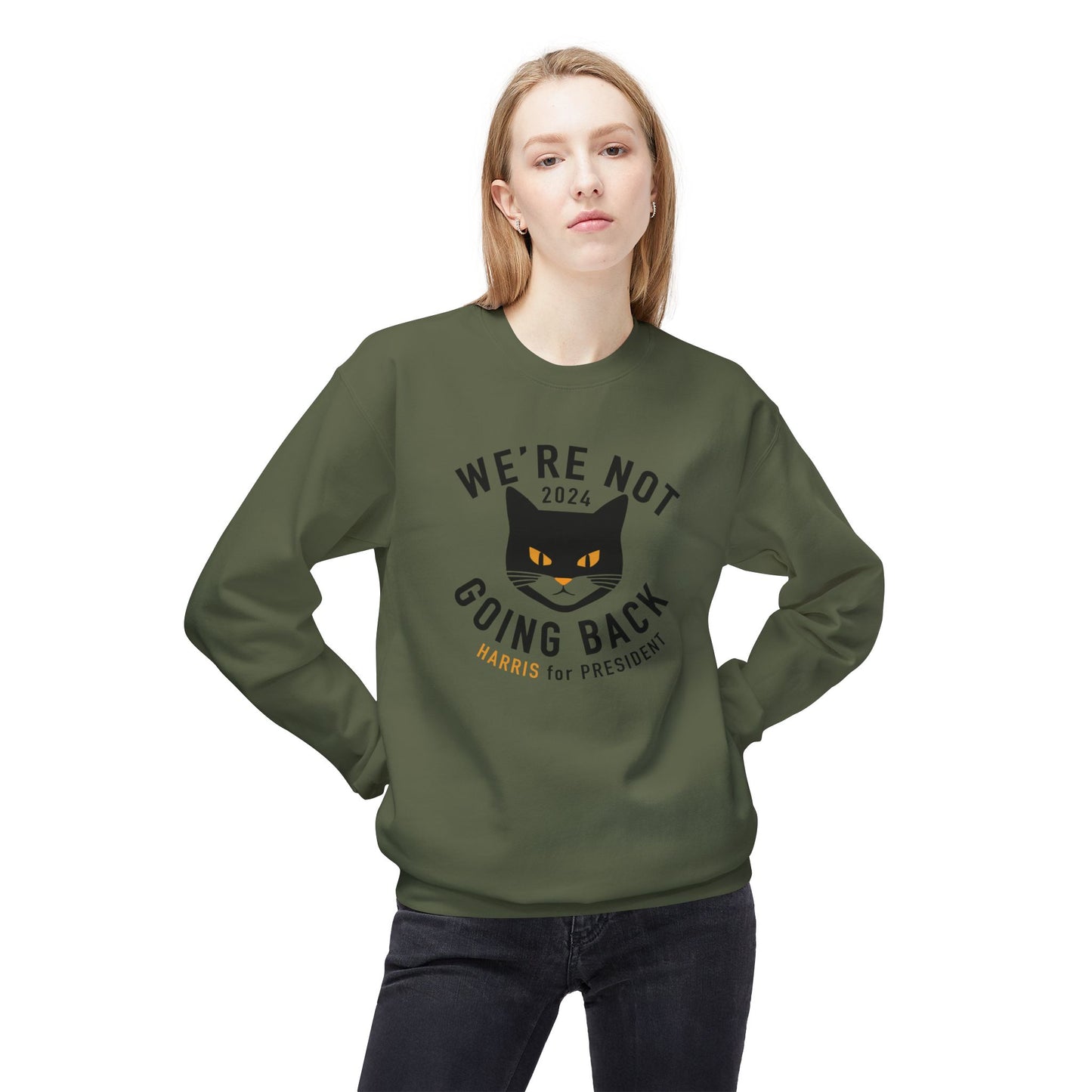 Kamala "Not Going Back" Black cat sweatshirt - Printify