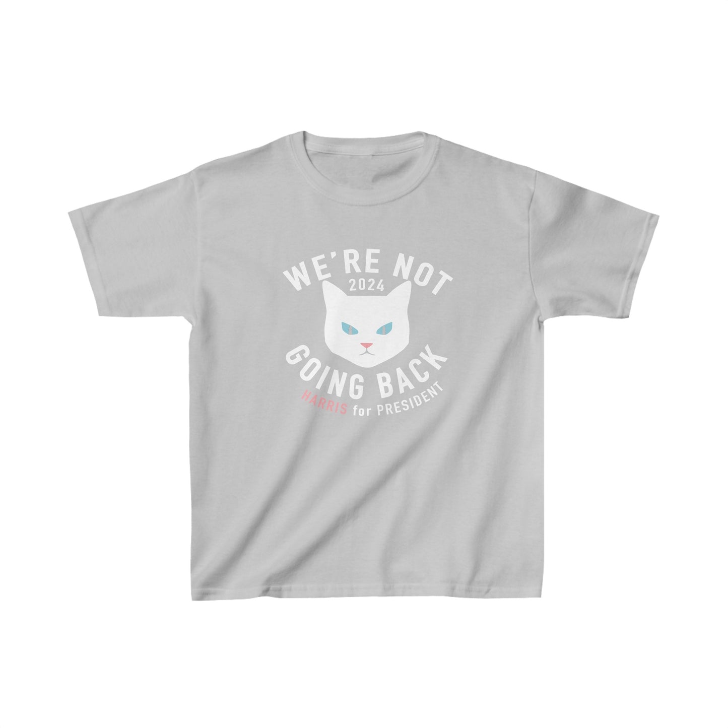 Kids' Tee - "We're Not Going Back" White Cat (Printify)