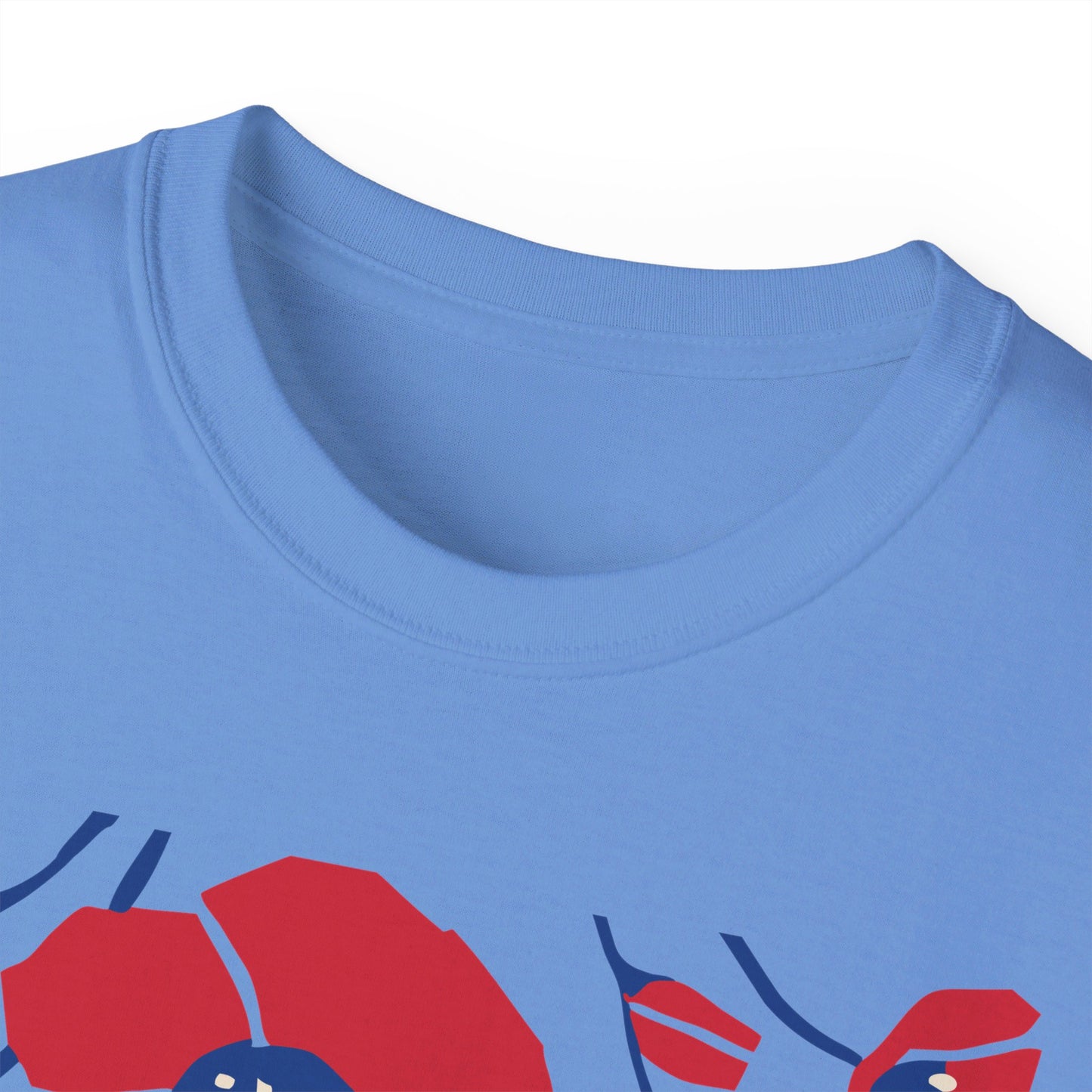 Kamala - Big Poppies tee Red/Blue (Printify)