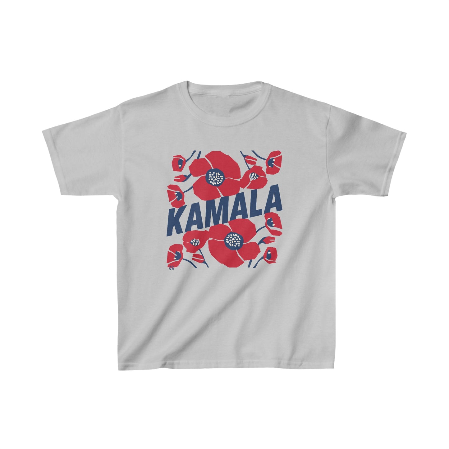 Kids' Tee - "Kamala/Big Poppies" Red & Blue (Printify)