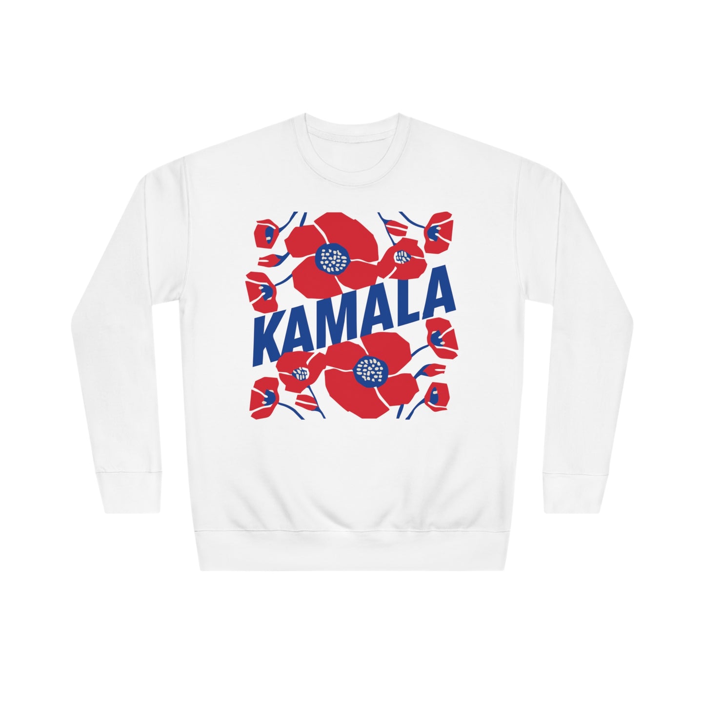 Kamala - Big Poppies Blue & Red Sweatshirt (Printify)