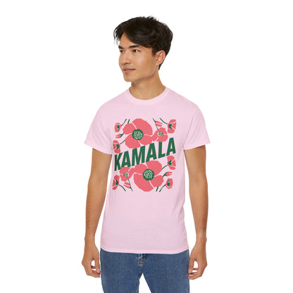 Kamala - Big Poppies tee Pink/Green (Printify)