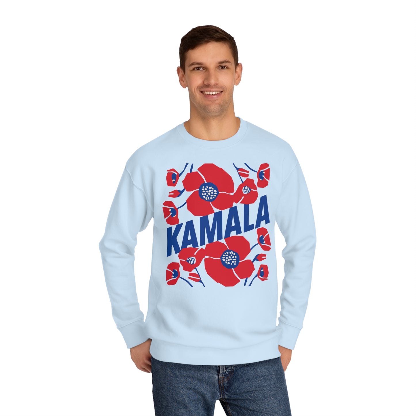 Kamala - Big Poppies Blue & Red Sweatshirt (Printify)