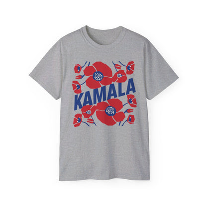 Kamala - Big Poppies tee Red/Blue (Printify)