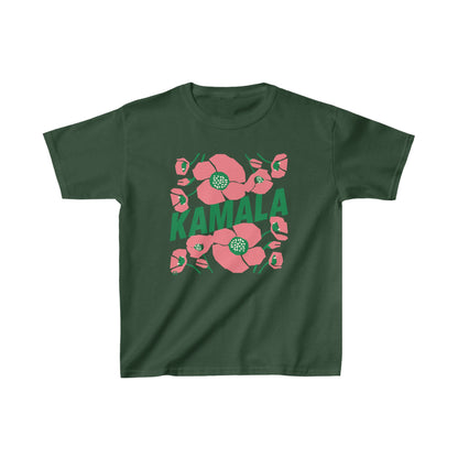 Kids Tee - "Kamala/Big Poppies" Pink & Green (Printify)