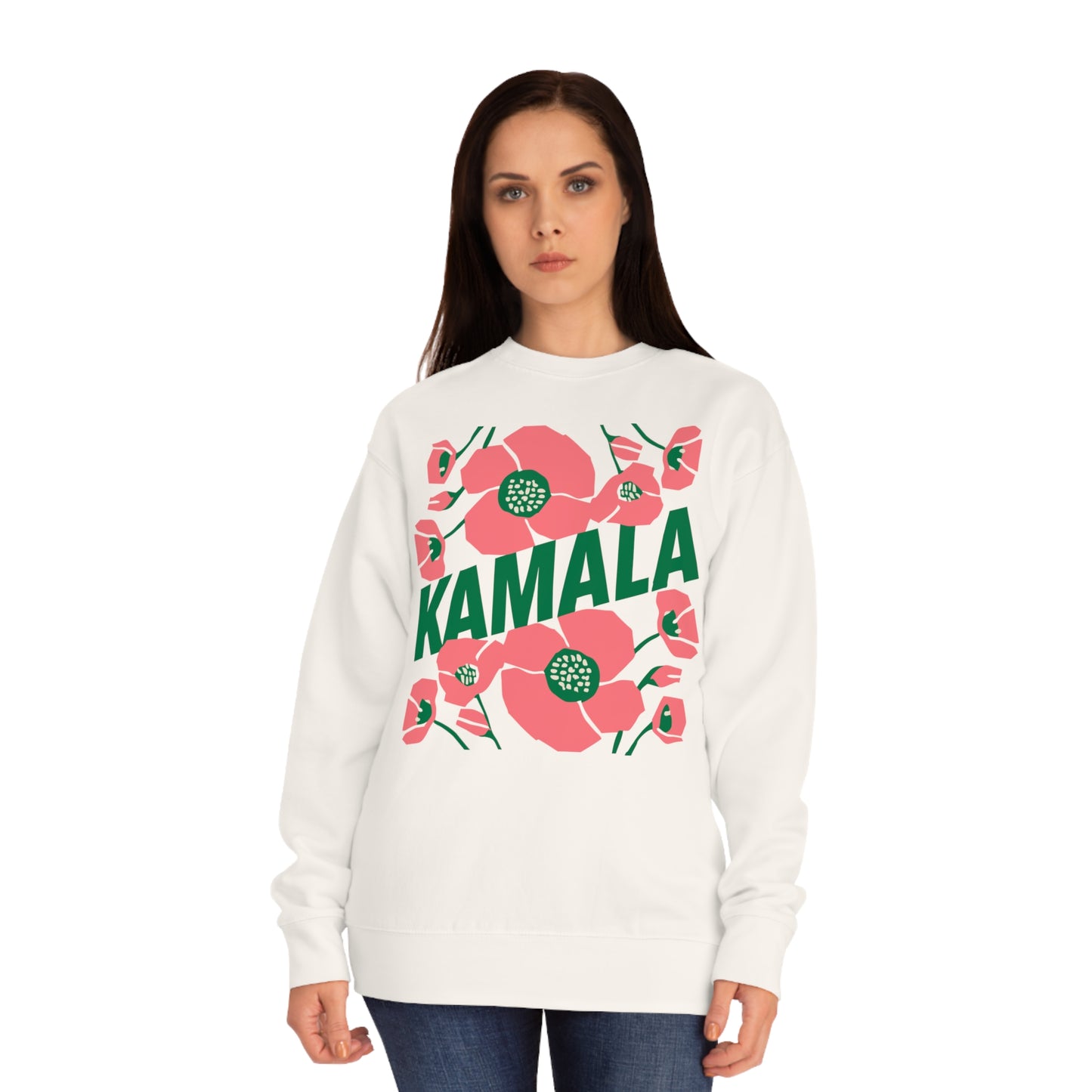 Kamala - Kamala/Big Poppies Sweatshirt Green (Printify)