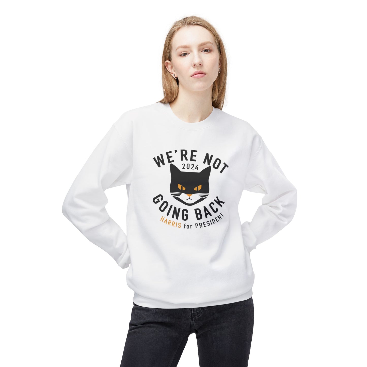 Kamala "Not Going Back" Black cat sweatshirt - Printify