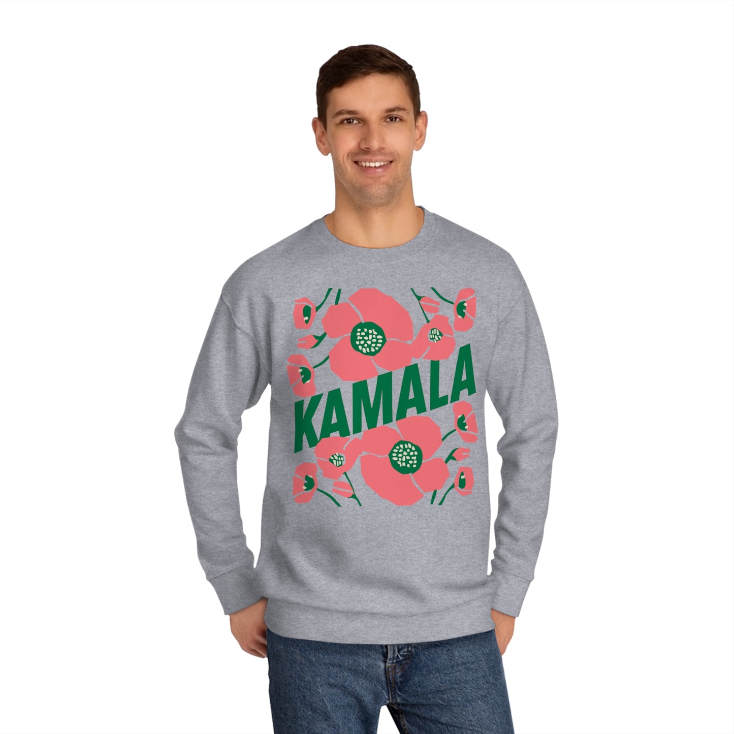 Kamala - Kamala/Big Poppies Sweatshirt Green (Printify)