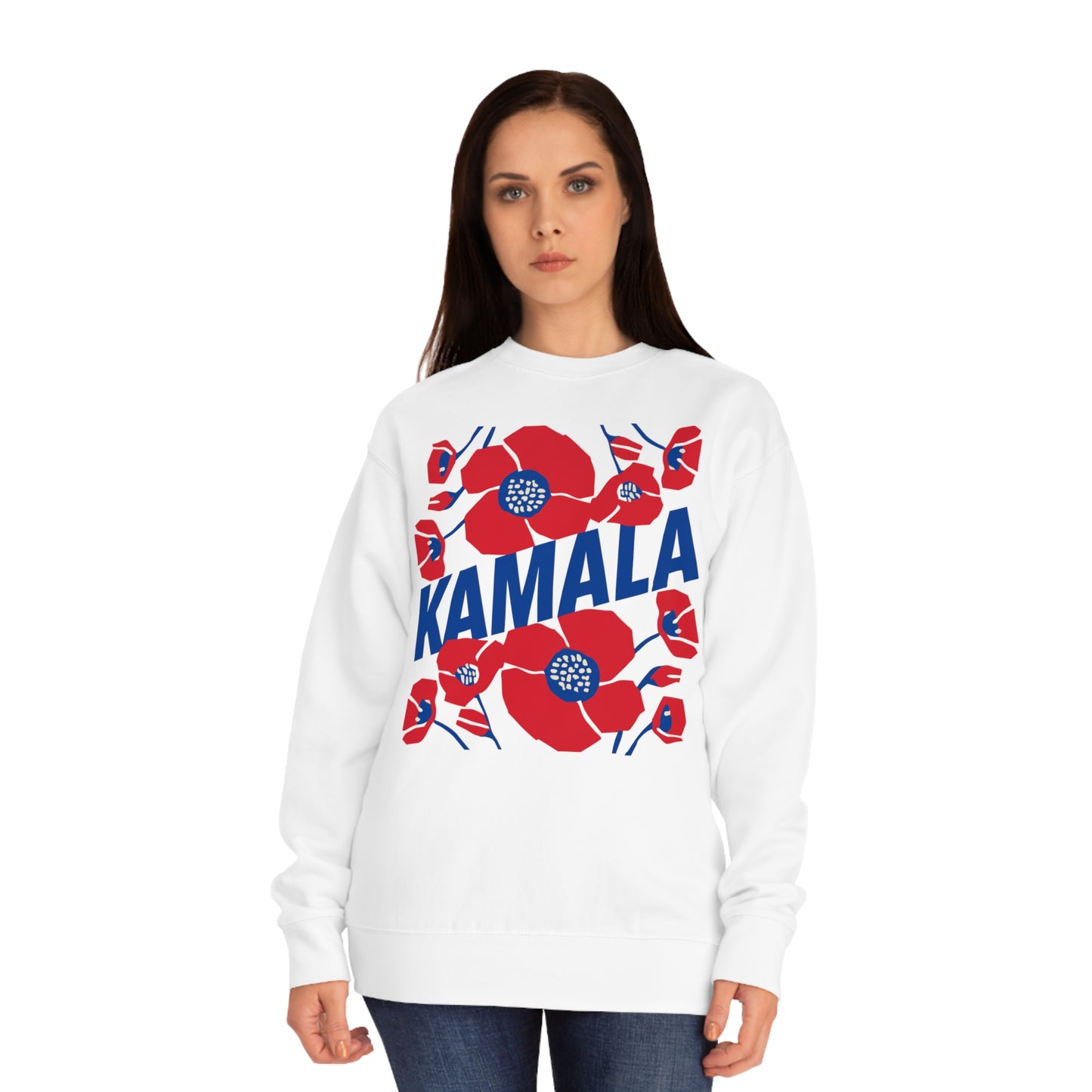 Kamala - Big Poppies Blue & Red Sweatshirt (Printify)