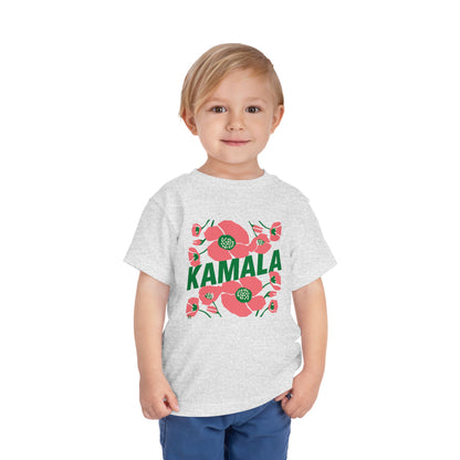 Toddler Tee - "Kamala/Big Poppies" Pink & Green (Printify)