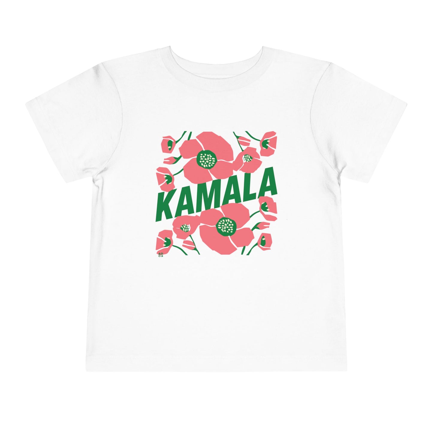 Toddler Tee - "Kamala/Big Poppies" Pink & Green (Printify)