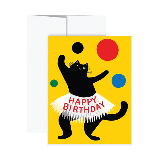 Greeting Card - Birthday Dance Cat