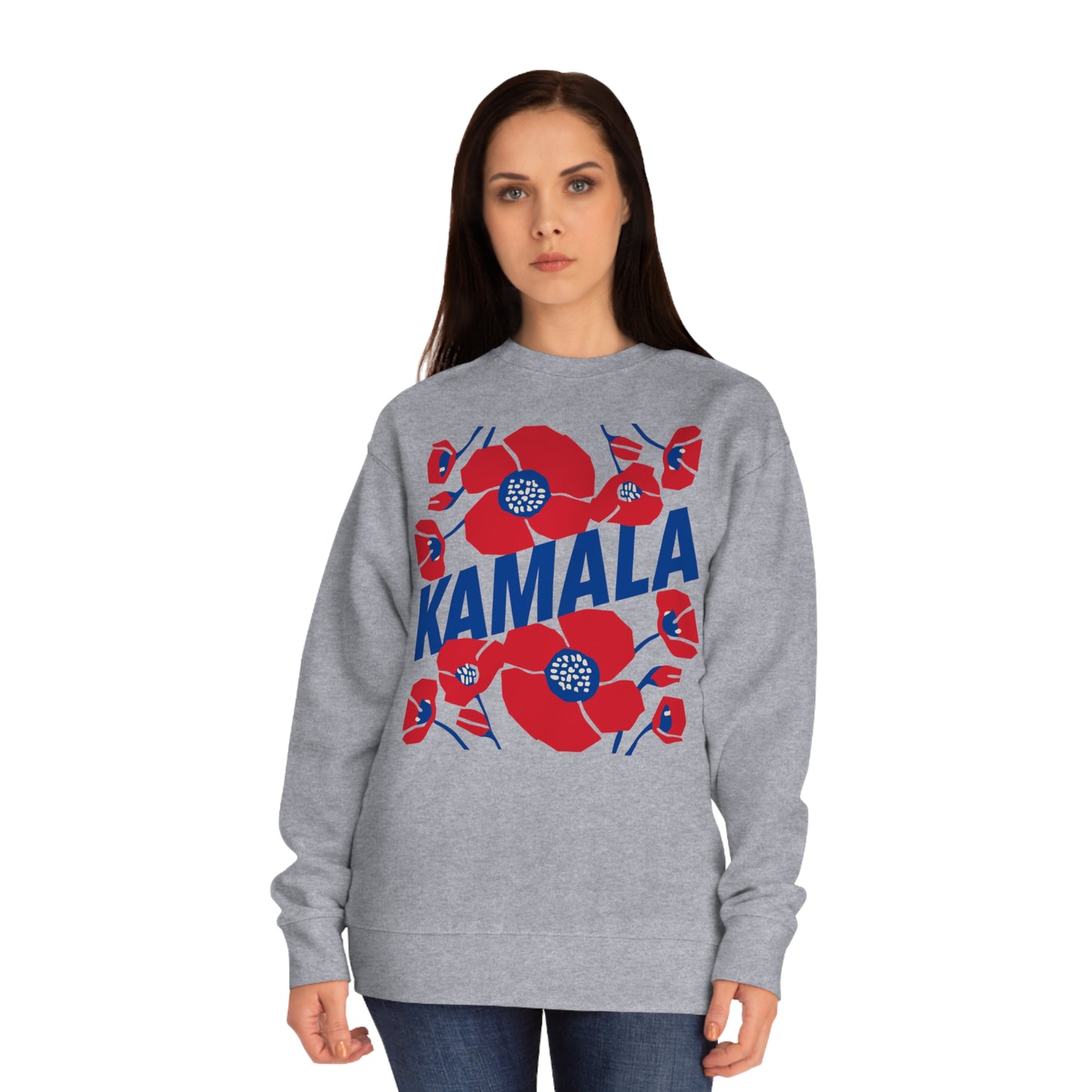 Kamala - Big Poppies Blue & Red Sweatshirt (Printify)