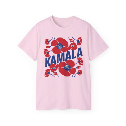 Kamala - Big Poppies tee Red/Blue (Printify)