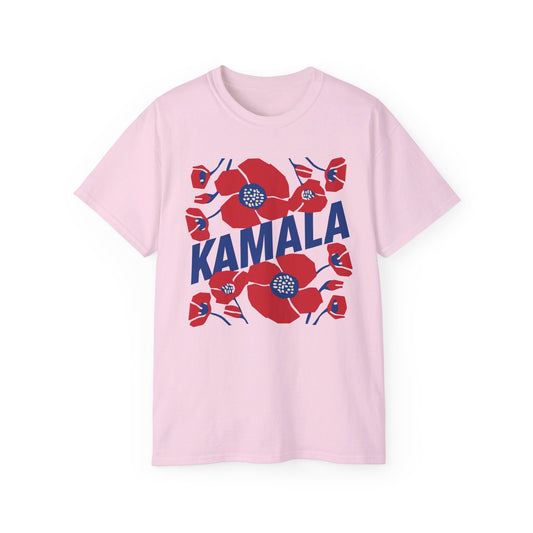 Kamala - Big Poppies tee Red/Blue (Printify)