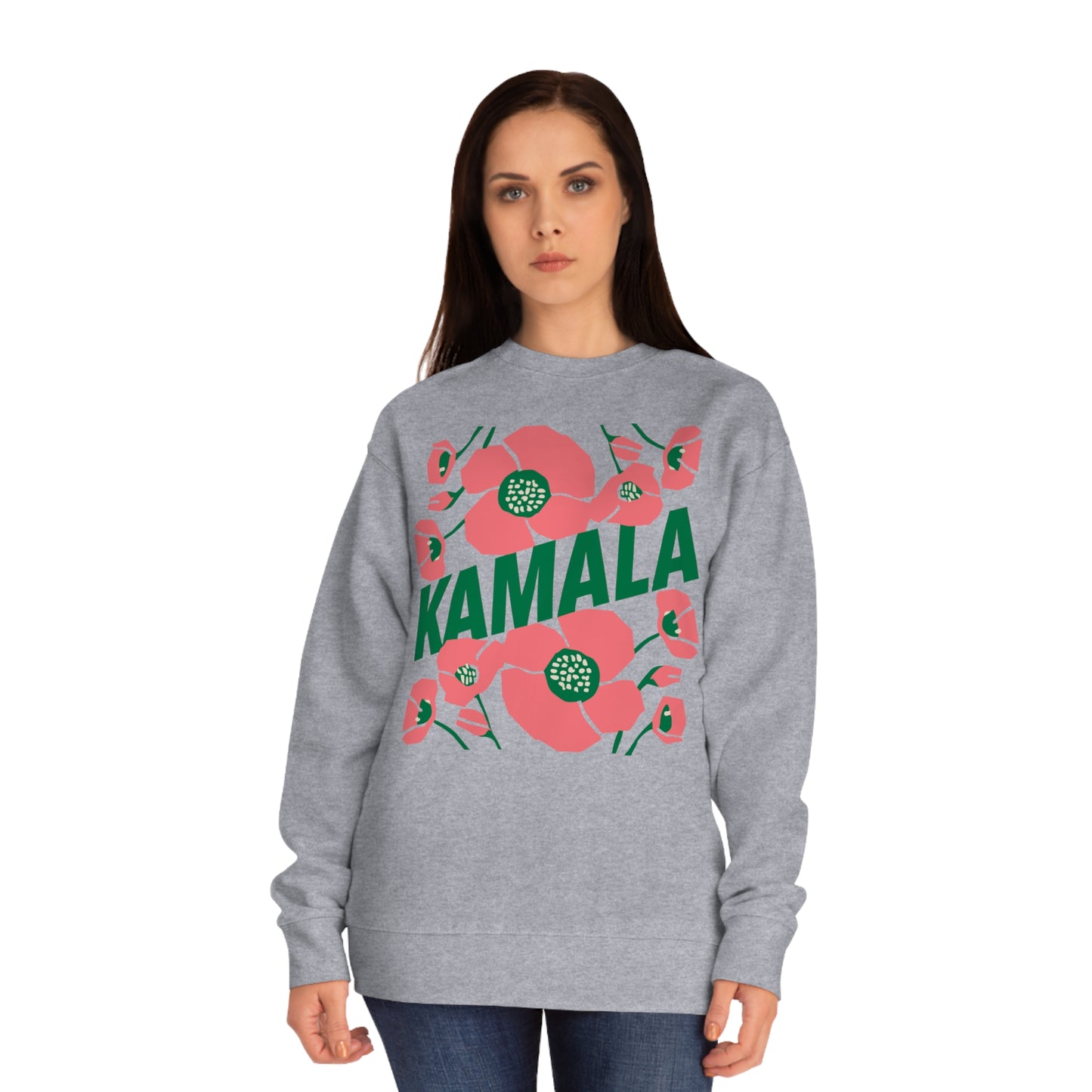 Kamala - Kamala/Big Poppies Sweatshirt Green (Printify)