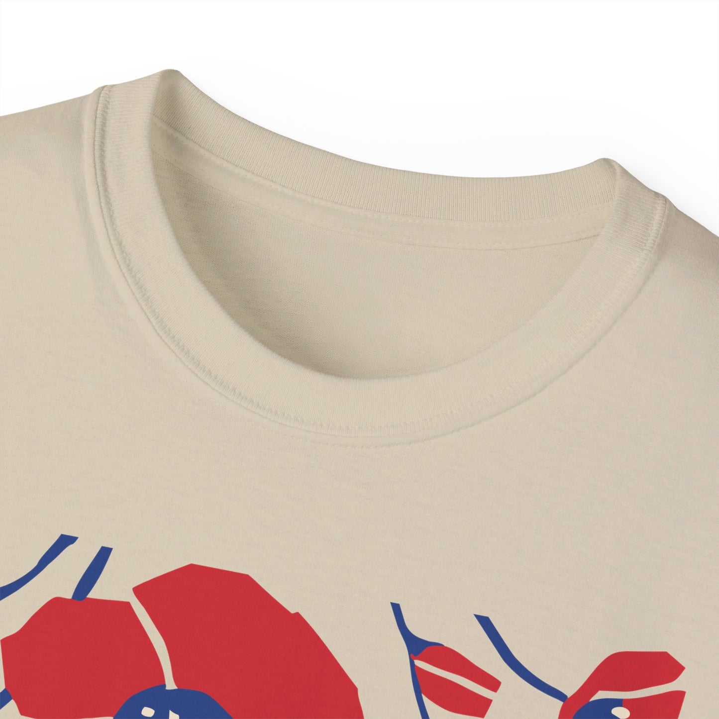 Kamala - Big Poppies tee Red/Blue (Printify)