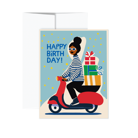 Greeting Card - Happy Birthday Moped
