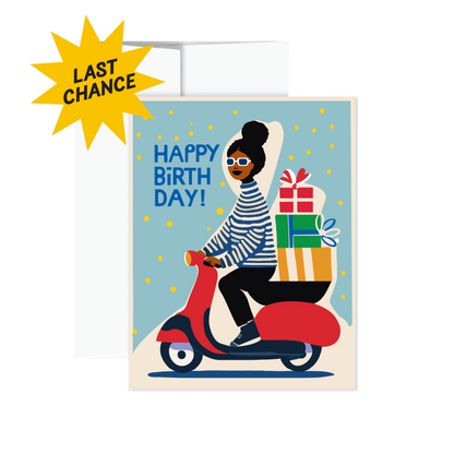 Greeting Card - Happy Birthday Moped