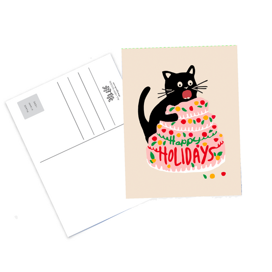 Holiday Cat Postcards - Holiday Cake Cat