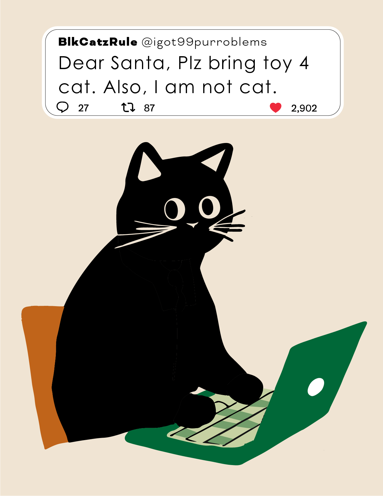 Holiday Cat Postcards - Tweet Cat