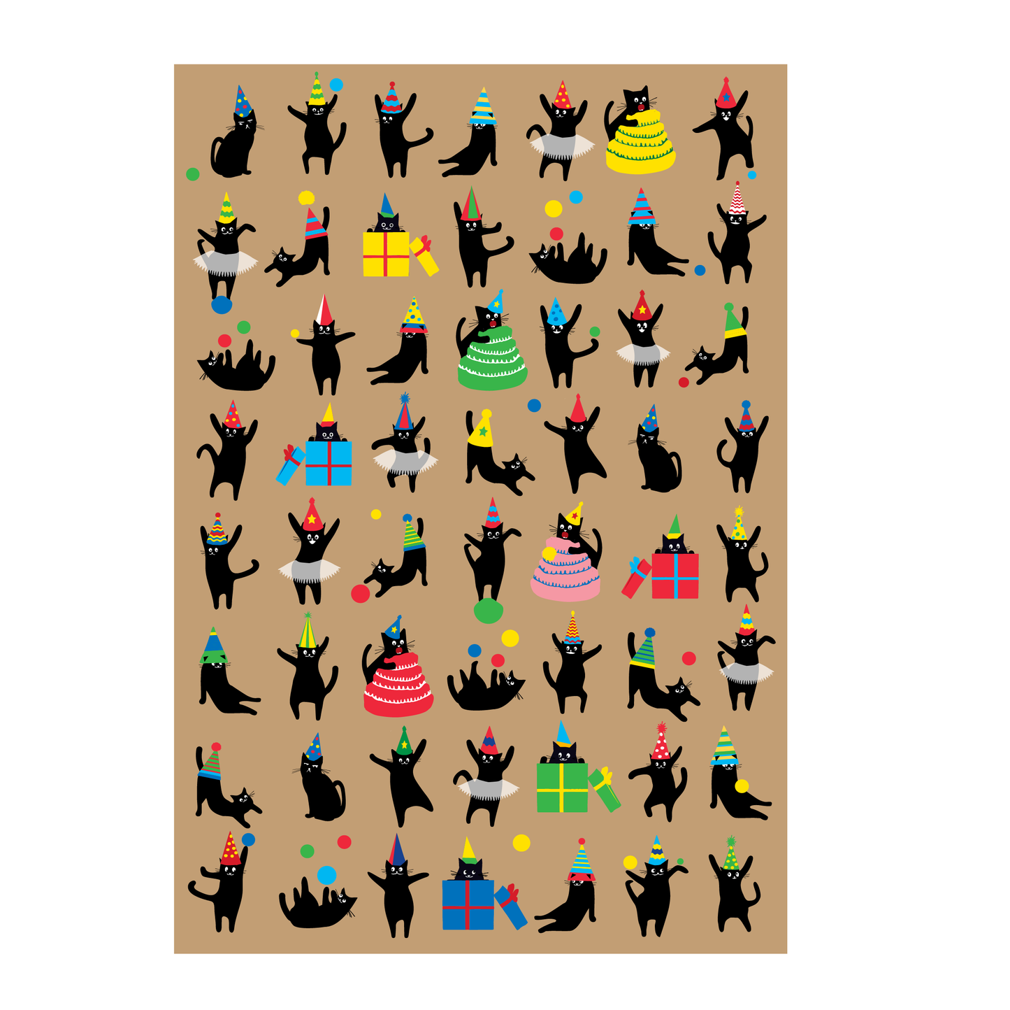 Wrapping Paper - Funky Cats Celebrating Everyday Happenings